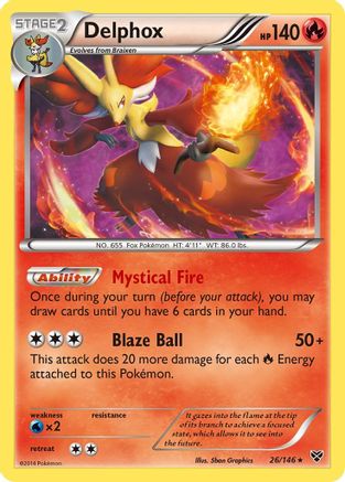 XY Base Set  026/146 Delphox  - Reverse Holofoil - Holo Rare