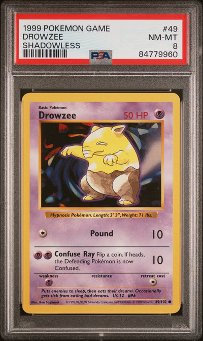 Base Set Shadowless  049/102 PSA8 #84779960 Drowzee  - Unlimited - Common