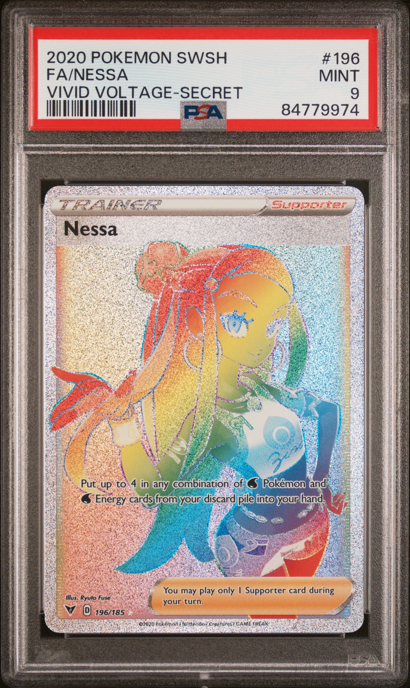 SWSH04 Vivid Voltage  196/185 PSA9 #84779974 Nessa (Secret)  - Holofoil - Secret Rare