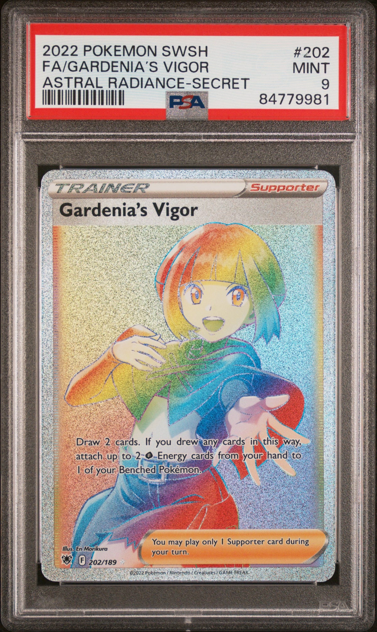 SWSH10 Astral Radiance  202/189 PSA9 #84779981  Gardenia's Vigor (Secret)  - Holofoil - Secret Rare