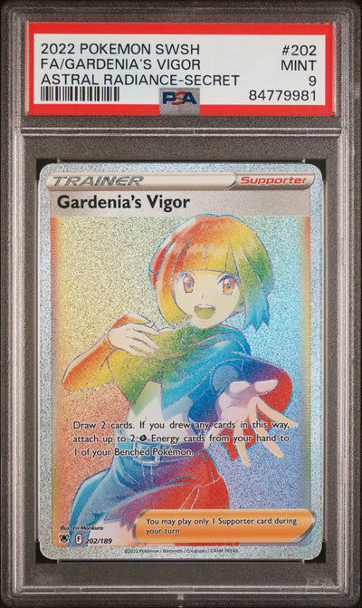 SWSH10 Astral Radiance  202/189 PSA9 #84779981  Gardenia's Vigor (Secret)  - Holofoil - Secret Rare