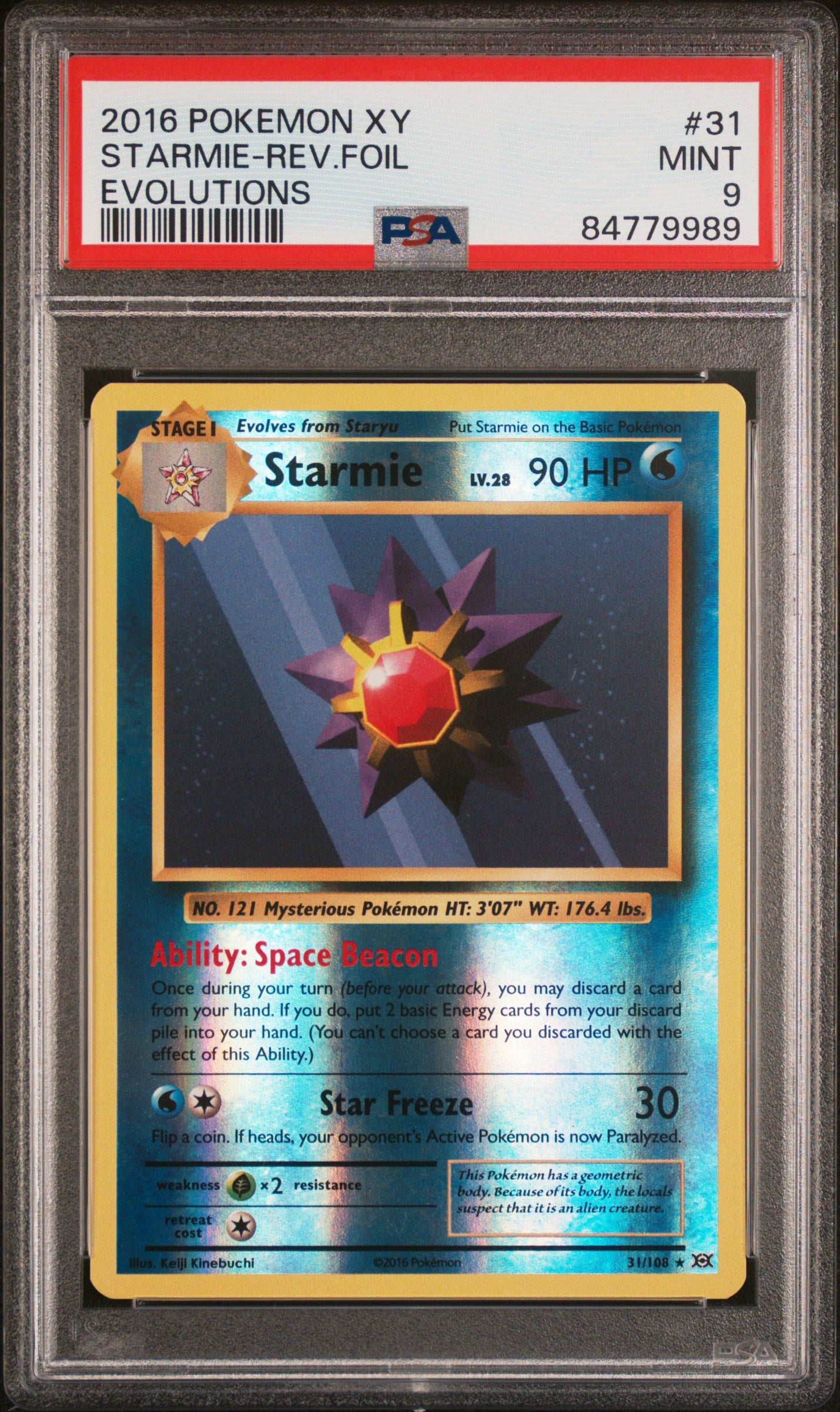 XY  Evolutions  031/108 PSA9 #84779989 Starmie  - Reverse Holofoil - Rare