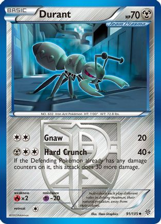 Plasma Storm  091/135 Durant (Team Plasma) (91)  - Reverse Holofoil - Uncommon