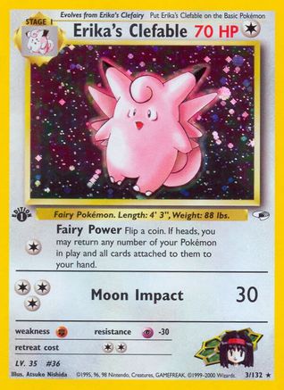 Gym Heroes  003/132 Erika's Clefable  - Unlimited Holofoil - Holo Rare