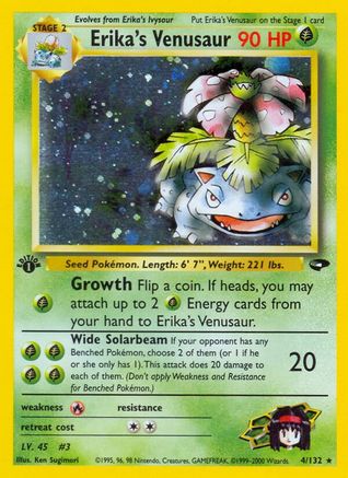 Gym Challenge  004/132 Erika's Venusaur  - 1st Edition Holofoil - Holo Rare