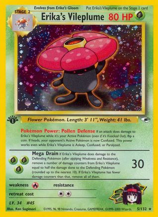 Gym Heroes  005/132 Erika's Vileplume  - 1st Edition Holofoil - Holo Rare