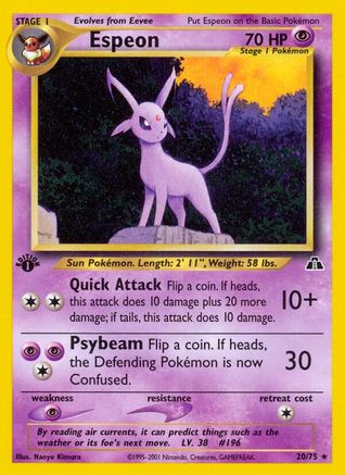 Neo Discovery  020/75 Espeon (20)  - 1st Edition - Rare
