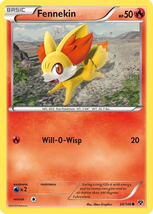 XY Base Set  024/146 Fennekin  - Reverse Holofoil - Common