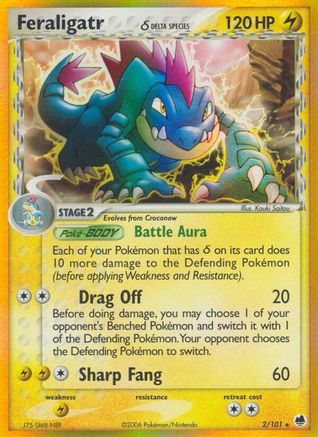 Dragon Frontiers  002 Feraligatr (Delta Species)  - Holofoil - Holo Rare