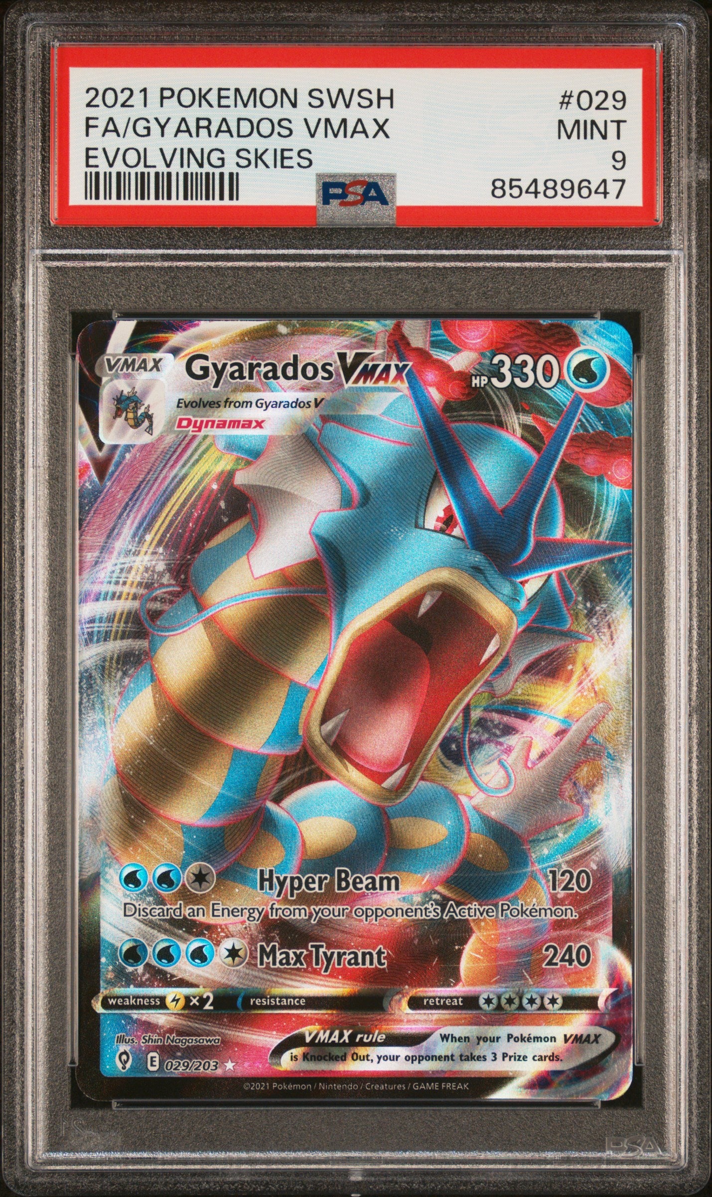 SWSH07 Evolving Skies  029/203 PSA9 #85489647 Gyarados VMAX  - Holofoil - Ultra Rare