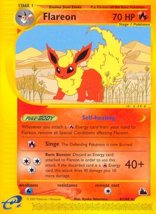 Skyridge  008 Flareon (8)  - Reverse Holofoil - Rare