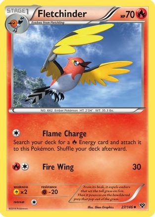 XY Base Set  027 Fletchinder  - Reverse Holofoil - Uncommon