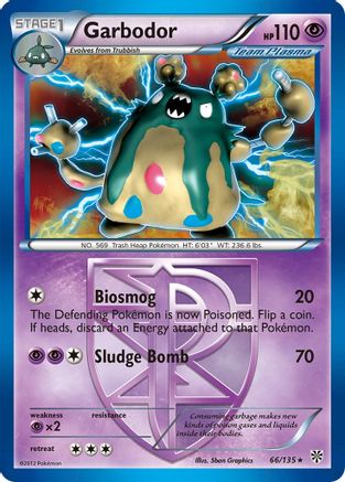Plasma Storm  066/135 Garbodor (Team Plasma) (66)  - Reverse Holofoil - Holo Rare