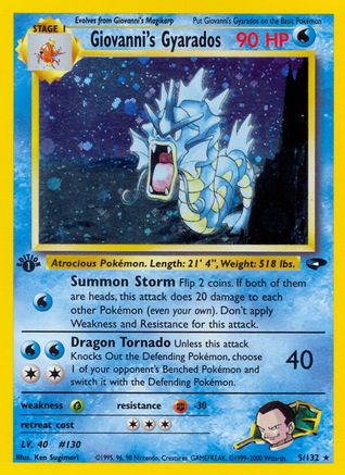 Gym Challenge  005/132 Giovanni's Gyarados  - Unlimited Holofoil - Holo Rare