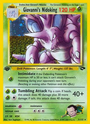Gym Challenge  007/132 Giovanni's Nidoking  - Unlimited Holofoil - Holo Rare