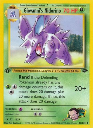 Gym Challenge  045/132 Giovanni's Nidorino  - 1st Edition - Uncommon