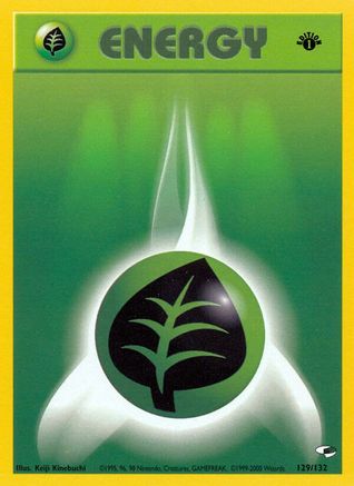 Gym Heroes  129/132 Grass Energy  - 1st Edition - Common