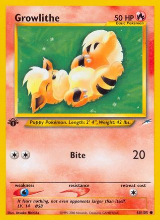 Neo Destiny  068/105 Growlithe  - Unlimited - Common