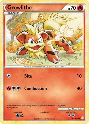 HeartGold SoulSilver  065 Growlithe  - Reverse Holofoil - Common