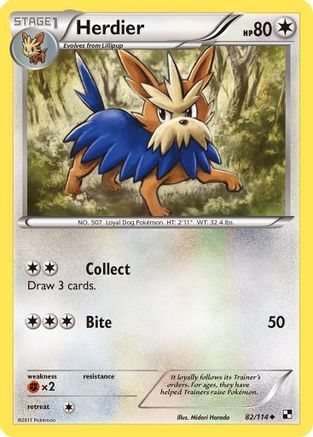 Black and White  082 Herdier  - Reverse Holofoil - Uncommon
