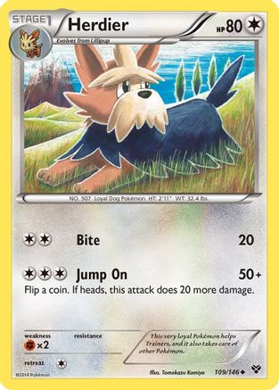 XY Base Set  109/146 Herdier  - Reverse Holofoil - Uncommon