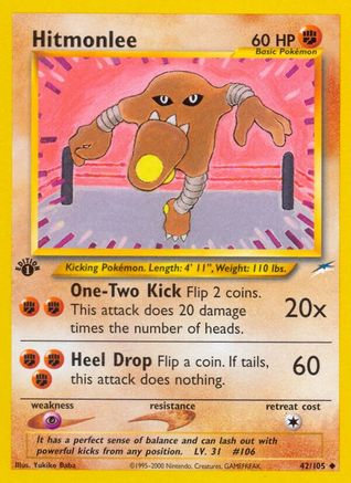 Neo Destiny  042/105 Hitmonlee  - Unlimited - Uncommon