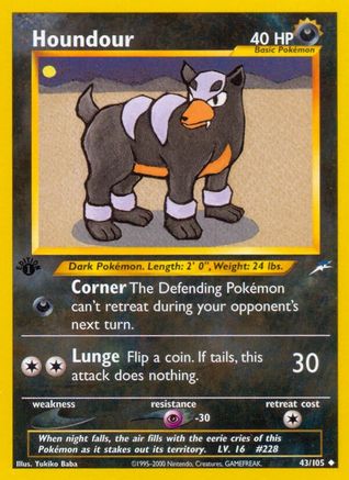 Neo Destiny  043/105 Houndour  - 1st Edition - Uncommon