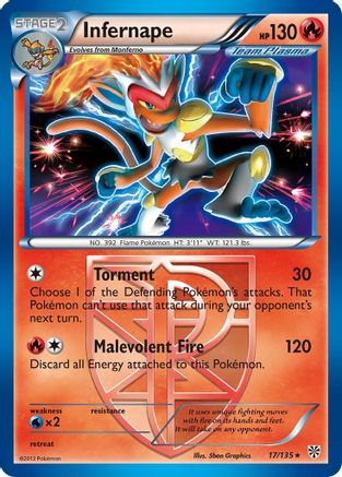 Plasma Storm  017/135 Infernape (Team Plasma)  - Reverse Holofoil - Holo Rare