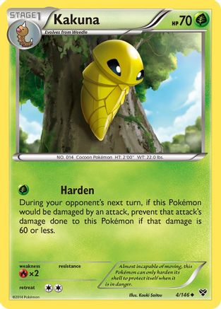 XY Base Set  004 Kakuna  - Reverse Holofoil - Uncommon