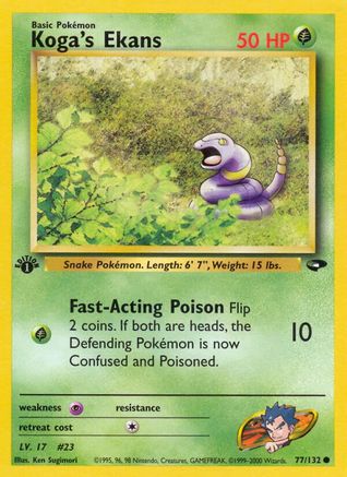 Gym Challenge  077/132 Koga's Ekans  - 1st Edition - Common