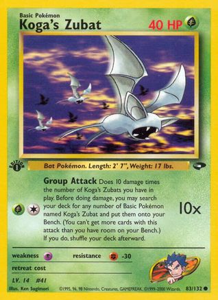 Gym Challenge  083/132 Koga's Zubat  - 1st Edition - Common