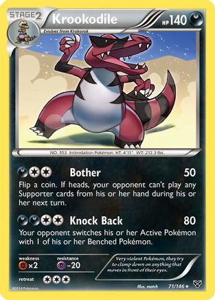 XY Base Set  071 Krookodile  - Reverse Holofoil - Rare