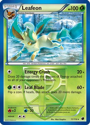 Plasma Freeze  011/116 Leafeon (Team Plasma)  - Reverse Holofoil - Rare