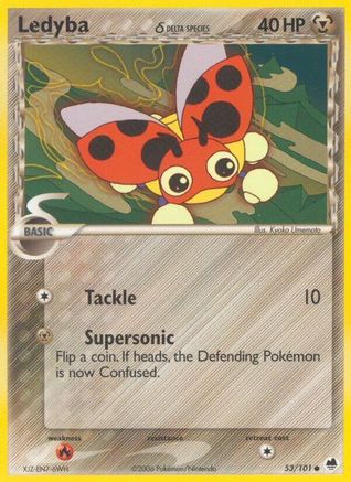 Dragon Frontiers  053 Ledyba (Delta Species)  - Reverse Holofoil - Common