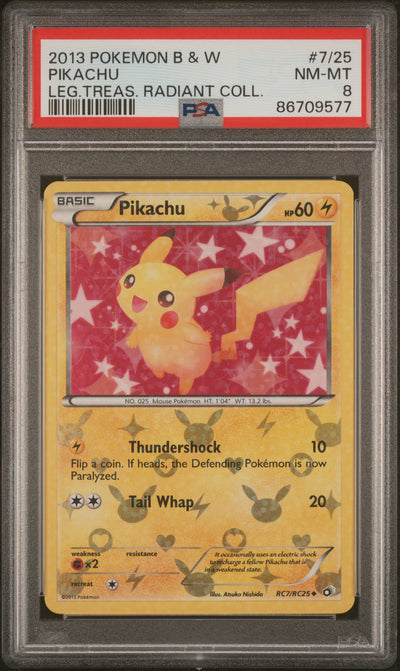 Legendary Treasures Radiant Collection  RC7/RC25 PSA8 #86709577 Pikachu  - Holofoil - Uncommon