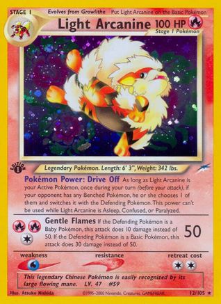 Neo Destiny  012 Light Arcanine  - 1st Edition Holofoil - Holo Rare
