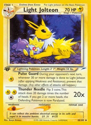Neo Destiny  048/105 Light Jolteon  - 1st Edition - Uncommon