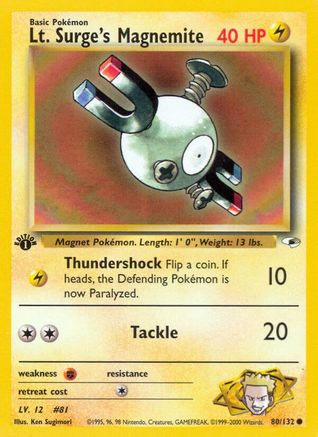 Gym Heroes  080/132 Lt. Surge's Magnemite (80)  - 1st Edition - Common
