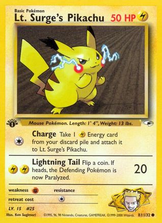 Gym Heroes  081/132 Lt. Surge's Pikachu  - Unlimited - Common