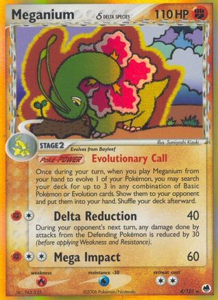Dragon Frontiers  Meganium (Delta Species)  - Reverse Holofoil - Holo Rare