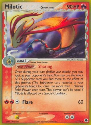 Dragon Frontiers /101 Milotic (Delta Species)  - Reverse Holofoil - Holo Rare