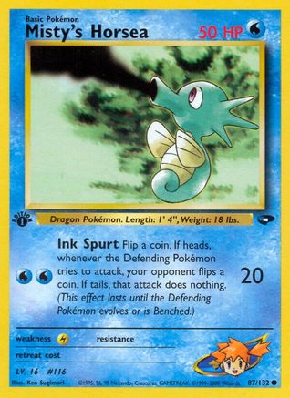 Gym Challenge  087/132 Misty's Horsea  - 1st Edition - Common