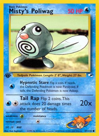 Gym Heroes  087/132 Misty's Poliwag  - 1st Edition - Common