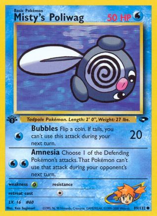 Gym Challenge  089/132 Misty's Poliwag  - Unlimited - Common