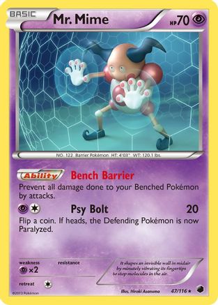 Plasma Freeze  047/116 Mr. Mime  - Reverse Holofoil - Rare