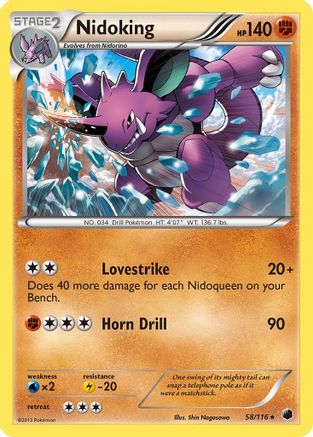 Plasma Freeze  058 Nidoking  - Reverse Holofoil - Rare