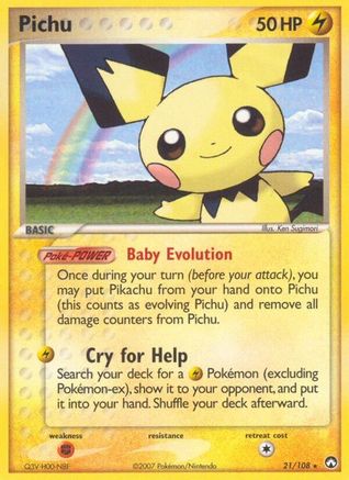 Power Keepers  021/108 Pichu  - Reverse Holofoil - Rare