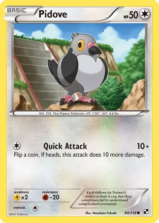 Black and White  084 Pidove  - Reverse Holofoil - Common