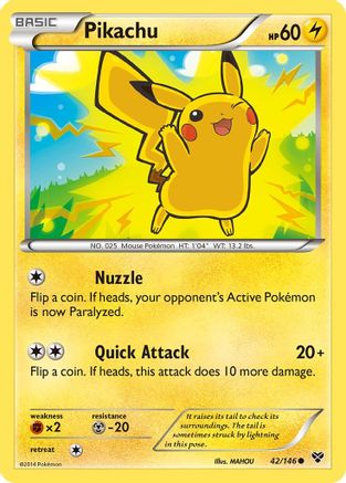 XY Base Set  042/146 Pikachu  - Reverse Holofoil - Common