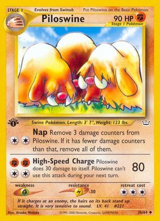 Neo Revelation  036/64 Piloswine  - 1st Edition - Uncommon